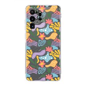 Printify Samsung Galaxy S20 Ultra İle Uyumlu 1mm Kapak Memphis Desen Tasarımlı Şeffaf Silikon Cep Telefonu Kılıfı