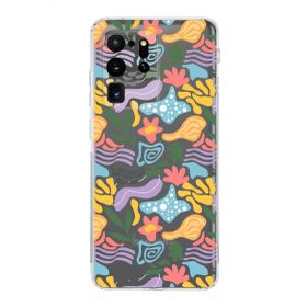 Printify Samsung Galaxy S20 Ultra İle Uyumlu 1mm Kapak Memphis Desen Tasarımlı Şeffaf Silikon Cep Telefonu Kılıfı