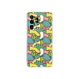 Printify Samsung Galaxy S20 Ultra İle Uyumlu 1mm Kapak Memphis Desen Tasarımlı Şeffaf Silikon Cep Telefonu Kılıfı