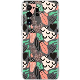 Printify Samsung Galaxy S20 Ultra İle Uyumlu 1mm Kapak Memphis Desen Tasarımlı Şeffaf Silikon Cep Telefonu Kılıfı