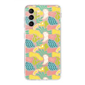 Printify Samsung Galaxy S21 Fe İle Uyumlu 1mm Kapak Memphis Desen Tasarımlı Şeffaf Silikon Cep Telefonu Kılıfı