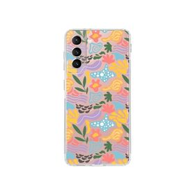 Printify Samsung Galaxy S21 Fe İle Uyumlu 1mm Kapak Memphis Desen Tasarımlı Şeffaf Silikon Cep Telefonu Kılıfı