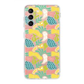 Printify Samsung Galaxy S21 Fe Uyumlu Kamera Korumalı Kapak Memphis Desen Tasarımlı Şeffaf Cep Telefonu Kılıfı