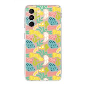 Printify Samsung Galaxy S21 İle Uyumlu 1mm Kapak Memphis Desen Tasarımlı Şeffaf Silikon Cep Telefonu Kılıfı