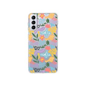 Printify Samsung Galaxy S21 İle Uyumlu 1mm Kapak Memphis Desen Tasarımlı Şeffaf Silikon Cep Telefonu Kılıfı