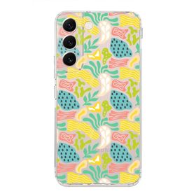 Printify Samsung Galaxy S21 Plus İle Uyumlu 1mm Kapak Memphis Desen Tasarımlı Şeffaf Silikon Cep Telefonu Kılıfı