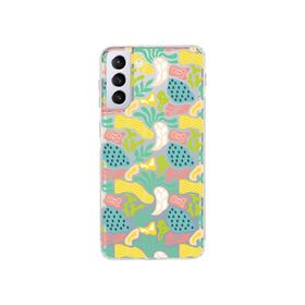 Printify Samsung Galaxy S21 Plus İle Uyumlu 1mm Kapak Memphis Desen Tasarımlı Şeffaf Silikon Cep Telefonu Kılıfı