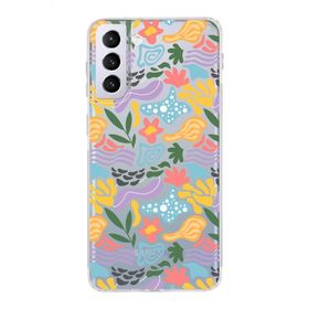 Printify Samsung Galaxy S21 Plus Uyumlu Kamera Korumalı Kapak Memphis Desen Tasarımlı Şeffaf Cep Telefonu Kılıfı