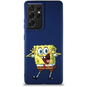 Printify Samsung Galaxy S21 Ultra Soft Premier Kapak Sünger Bob Tasarımlı Silikon Cep Telefonu Kılıfı