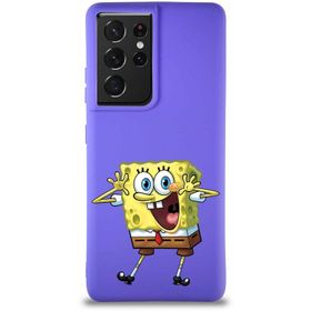 Printify Samsung Galaxy S21 Ultra Soft Premier Kapak Sünger Bob Tasarımlı Silikon Cep Telefonu Kılıfı