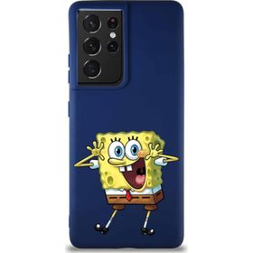 Printify Samsung Galaxy S21 Ultra Soft Premier Kapak Sünger Bob Tasarımlı Silikon Cep Telefonu Kılıfı