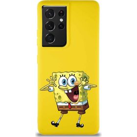 Printify Samsung Galaxy S21 Ultra Soft Premier Kapak Sünger Bob Tasarımlı Silikon Cep Telefonu Kılıfı