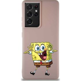 Printify Samsung Galaxy S21 Ultra Soft Premier Kapak Sünger Bob Tasarımlı Silikon Cep Telefonu Kılıfı