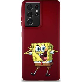 Printify Samsung Galaxy S21 Ultra Soft Premier Kapak Sünger Bob Tasarımlı Silikon Cep Telefonu Kılıfı