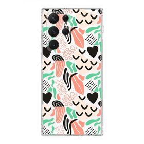 Printify Samsung Galaxy S21 Ultra Uyumlu Kamera Korumalı Kapak Memphis Desen Tasarımlı Şeffaf Cep Telefonu Kılıfı
