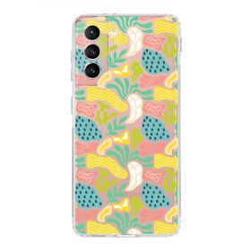 Printify Samsung Galaxy S21 Uyumlu Kamera Korumalı Kapak Memphis Desen Tasarımlı Şeffaf Cep Telefonu Kılıfı