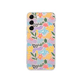 Printify Samsung Galaxy S22 İle Uyumlu 1mm Kapak Memphis Desen Tasarımlı Şeffaf Silikon Cep Telefonu Kılıfı