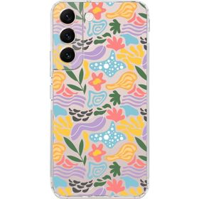Printify Samsung Galaxy S22 İle Uyumlu 1mm Kapak Memphis Desen Tasarımlı Şeffaf Silikon Cep Telefonu Kılıfı