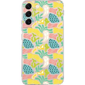Printify Samsung Galaxy S22 Plus İle Uyumlu 1mm Kapak Memphis Desen Tasarımlı Şeffaf Silikon Cep Telefonu Kılıfı