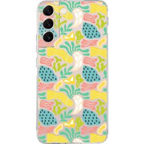 Printify Samsung Galaxy S22 Plus Uyumlu Kamera Korumalı Kapak Memphis Desen Tasarımlı Şeffaf Cep Telefonu Kılıfı