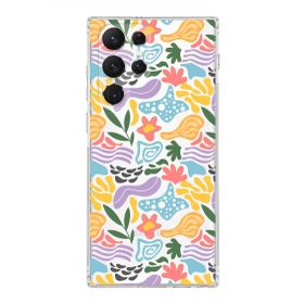 Printify Samsung Galaxy S22 Ultra İle Uyumlu 1mm Kapak Memphis Desen Tasarımlı Şeffaf Silikon Cep Telefonu Kılıfı