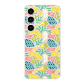 Printify Samsung Galaxy S23 Plus İle Uyumlu 1mm Kapak Memphis Desen Tasarımlı Şeffaf Silikon Cep Telefonu Kılıfı