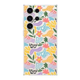 Printify Samsung Galaxy S23 Ultra İle Uyumlu 1mm Kapak Memphis Desen Tasarımlı Şeffaf Silikon Cep Telefonu Kılıfı