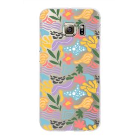 Printify Samsung Galaxy S6 Edge İle Uyumlu 1mm Kapak Memphis Desen Tasarımlı Şeffaf Silikon Cep Telefonu Kılıfı