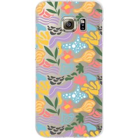 Printify Samsung Galaxy S6 Edge İle Uyumlu 1mm Kapak Memphis Desen Tasarımlı Şeffaf Silikon Cep Telefonu Kılıfı