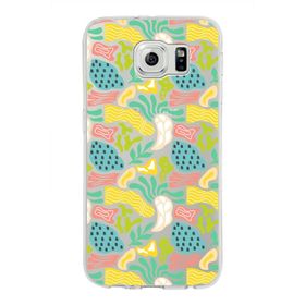 Printify Samsung Galaxy S6 İle Uyumlu 1mm Kapak Memphis Desen Tasarımlı Şeffaf Silikon Cep Telefonu Kılıfı