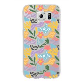 Printify Samsung Galaxy S6 İle Uyumlu 1mm Kapak Memphis Desen Tasarımlı Şeffaf Silikon Cep Telefonu Kılıfı
