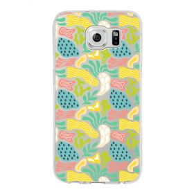 Printify Samsung Galaxy S6 İle Uyumlu 1mm Kapak Memphis Desen Tasarımlı Şeffaf Silikon Cep Telefonu Kılıfı