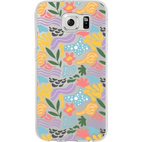 Printify Samsung Galaxy S6 İle Uyumlu 1mm Kapak Memphis Desen Tasarımlı Şeffaf Silikon Cep Telefonu Kılıfı