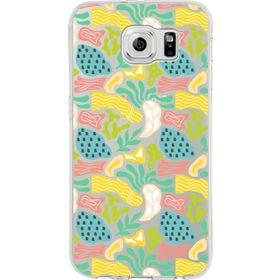 Printify Samsung Galaxy S6 İle Uyumlu 1mm Kapak Memphis Desen Tasarımlı Şeffaf Silikon Cep Telefonu Kılıfı