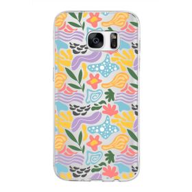 Printify Samsung Galaxy S7 İle Uyumlu 1mm Kapak Memphis Desen Tasarımlı Şeffaf Silikon Cep Telefonu Kılıfı