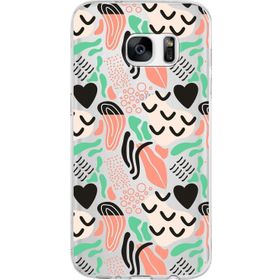 Printify Samsung Galaxy S7 İle Uyumlu 1mm Kapak Memphis Desen Tasarımlı Şeffaf Silikon Cep Telefonu Kılıfı