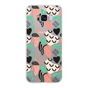 Printify Samsung Galaxy S8 İle Uyumlu 1mm Kapak Memphis Desen Tasarımlı Şeffaf Silikon Cep Telefonu Kılıfı