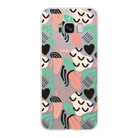 Printify Samsung Galaxy S8 İle Uyumlu 1mm Kapak Memphis Desen Tasarımlı Şeffaf Silikon Cep Telefonu Kılıfı
