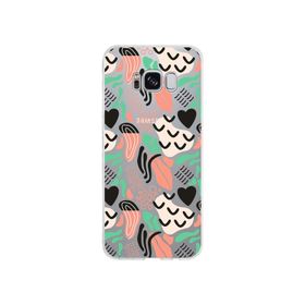 Printify Samsung Galaxy S8 İle Uyumlu 1mm Kapak Memphis Desen Tasarımlı Şeffaf Silikon Cep Telefonu Kılıfı