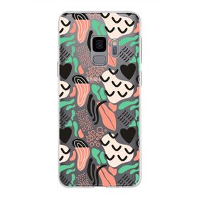 Printify Samsung Galaxy S9 İle Uyumlu 1mm Kapak Memphis Desen Tasarımlı Şeffaf Silikon Cep Telefonu Kılıfı