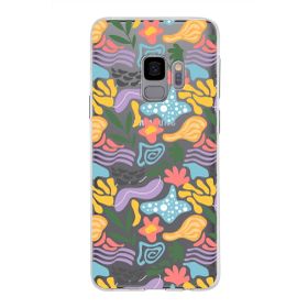 Printify Samsung Galaxy S9 İle Uyumlu 1mm Kapak Memphis Desen Tasarımlı Şeffaf Silikon Cep Telefonu Kılıfı