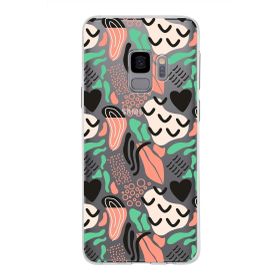 Printify Samsung Galaxy S9 İle Uyumlu 1mm Kapak Memphis Desen Tasarımlı Şeffaf Silikon Cep Telefonu Kılıfı