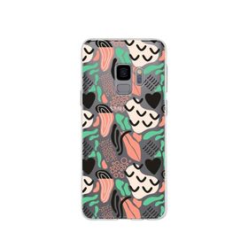 Printify Samsung Galaxy S9 İle Uyumlu 1mm Kapak Memphis Desen Tasarımlı Şeffaf Silikon Cep Telefonu Kılıfı