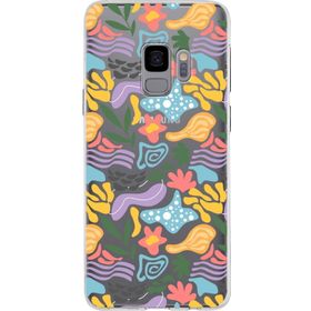 Printify Samsung Galaxy S9 İle Uyumlu 1mm Kapak Memphis Desen Tasarımlı Şeffaf Silikon Cep Telefonu Kılıfı