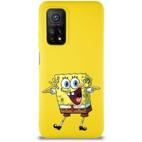 PrintiFy Xiaomi Mi 10T Pro Soft Premier Kapak Sünger Bob Tasarımlı Silikon Cep Telefonu Kılıfı