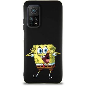 PrintiFy Xiaomi Mi 10T Pro Soft Premier Kapak Sünger Bob Tasarımlı Silikon Cep Telefonu Kılıfı