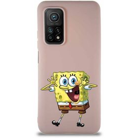 Printify Xiaomi Mi 10T Soft Premier Kapak Sünger Bob Tasarımlı Silikon Cep Telefonu Kılıfı