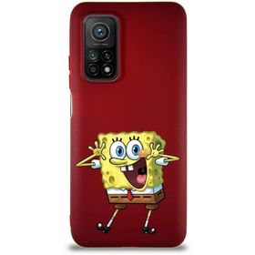 Printify Xiaomi Mi 10T Soft Premier Kapak Sünger Bob Tasarımlı Silikon Cep Telefonu Kılıfı