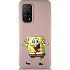 Printify Xiaomi Mi 10T Soft Premier Kapak Sünger Bob Tasarımlı Silikon Cep Telefonu Kılıfı