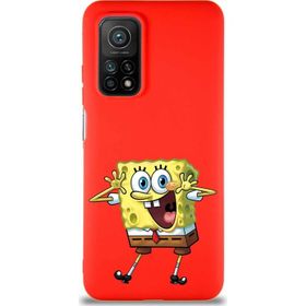 Printify Xiaomi Mi 10T Soft Premier Kapak Sünger Bob Tasarımlı Silikon Cep Telefonu Kılıfı